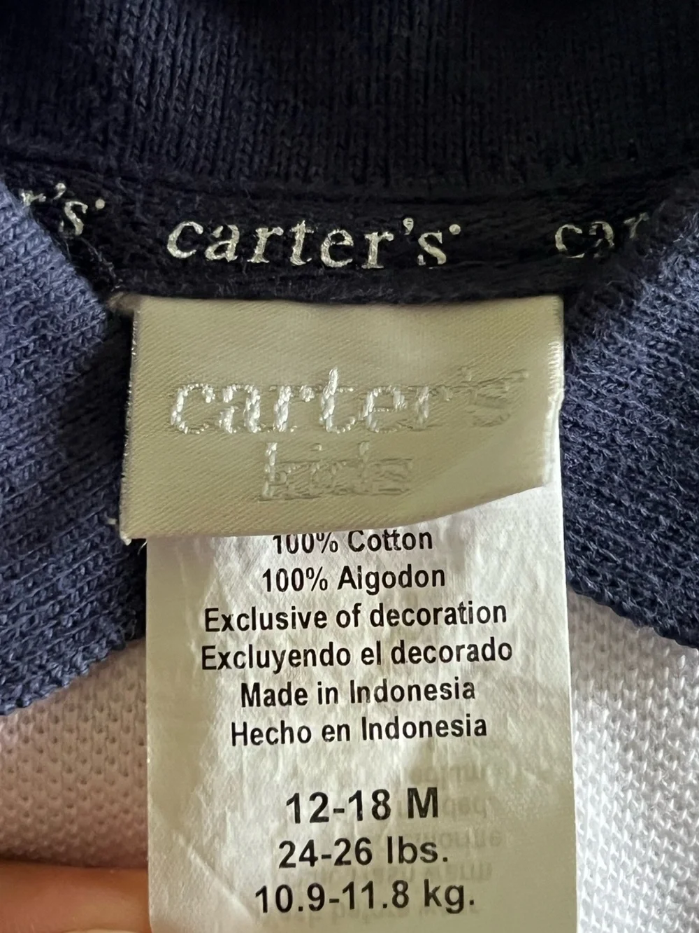 Carter's Navy and White Baby Polo Bodysuit with Light Blue Accents